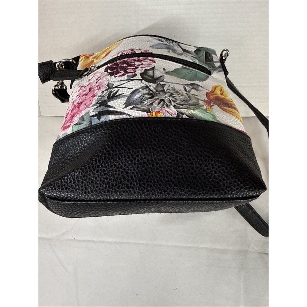 Stone Mountain Floral Crossbody Shoulder Leather Bag Purse 2 Compartment Pockets - Picture 8 of 12